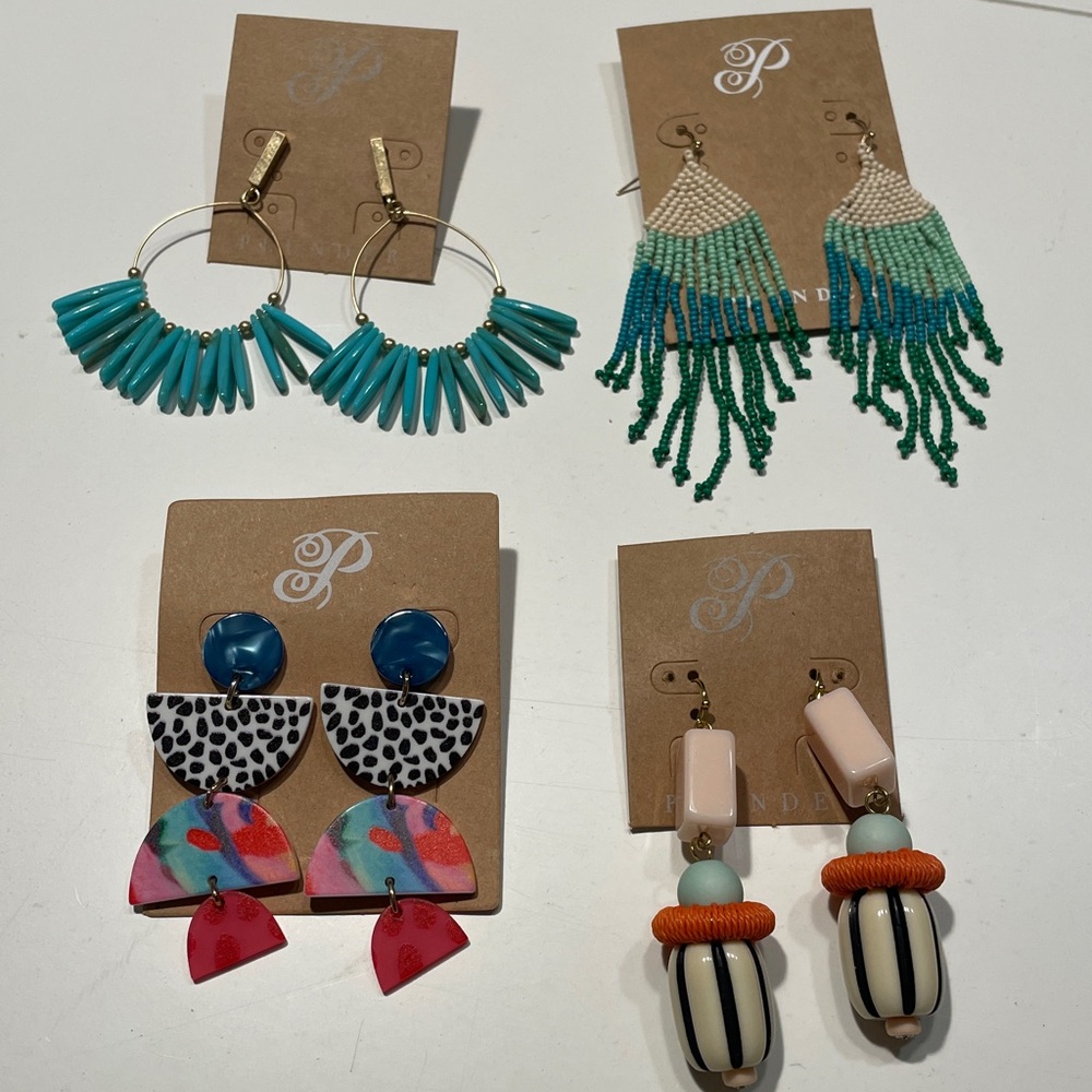 4 Colorful Earring Set with Beads and Tassels by PLUNDER 4/$40